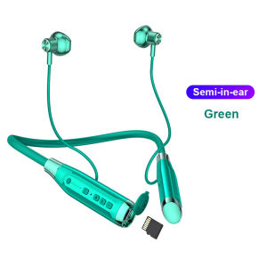 100 Hours Play Music Earphone Neck-Mounted Bluetooth Earphones Wireless Headphone Noise Reduction Headphones Binaural 9D Stereo Sound Headset Extra Bass IPX5 Sweat-proof Waterproof