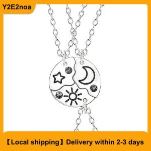 【Local shipping】 3Pieces New Round Sun Star Moon Pendant Necklace Fashion Best Friend Forever Friendship BFF Men And Women Charm Chokers 2023