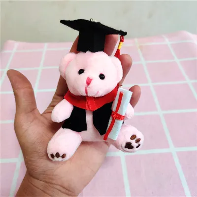 12cm 1 PC Graduated PhD Bear Keychain Graduation Commemorative Gift Teddy Bear Bear Plush Toy Keychain Graduation Ceremony Celebration