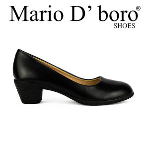 Mario D Boro Womens Black Faux Leather Heels - Round Toe Mid-Heel Womens Pumps Lw 23931 Black C31 C41