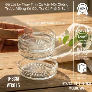 Set 6 Đĩa Thủy Tinh Tròn Trong Suốt Đa Năng Đĩa Bánh Ngọt Nhỏ Đĩa Tròn D13.4cm - Đĩa Phụ Kiện Trà Đạo Cao Cấp