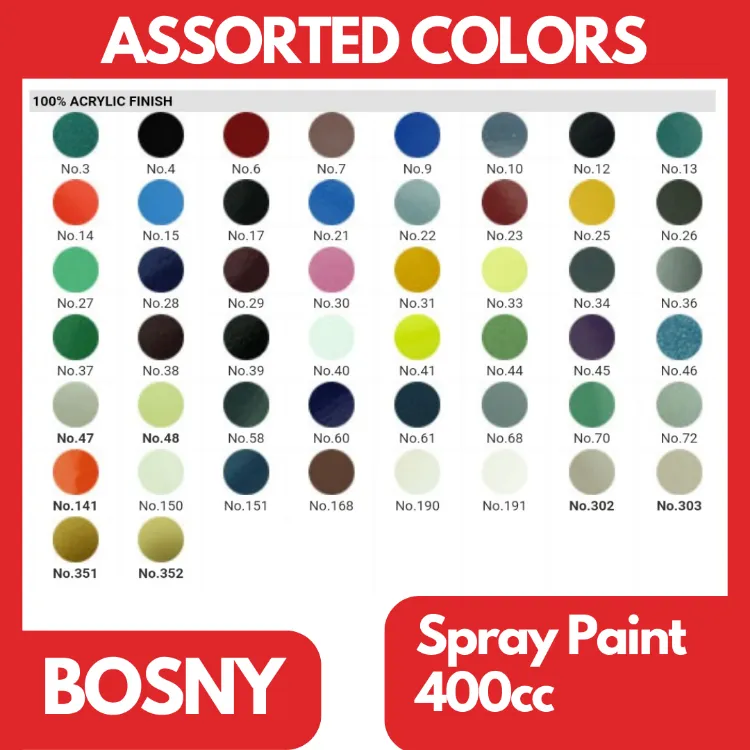 Bosny spray outlet paint colors