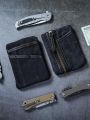 Sayram SP6 EDC Pouch, Waxed Canvas Compact Pocket Organizer, EDC Pocket Pouch for Men, Zippered Pocket Pouch,EDC Organizer for Everyday Carry, Multitool Organizer Pouch (Oil Wax Black). 