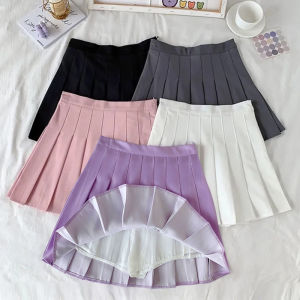 ☆COD☆ Korean Skirt Fashion Womens High Waist Skirt Slim Pleated Skater Tennis School Skirt with shorts