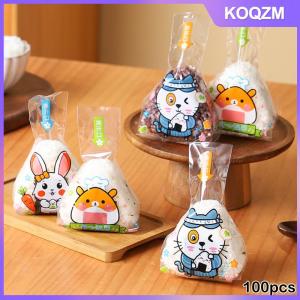 KOQZM 100Pcs Lovely Cartoon Triangle Rice Ball Packing Bag Seaweed Onigiri Sushi Making Mold Tools Bento Accessories