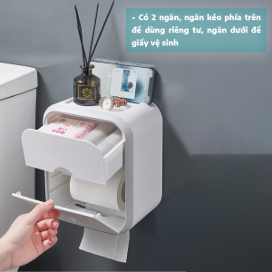 Hộp Đựng Giấy Vệ Sinh Kèm Kệ Để Điện Thoại Hộp Đựng Giấy Dán Tường Đồ Dùng Phòng Tắm Cao Cấp-1 đổi 1 nếu lỗi sp