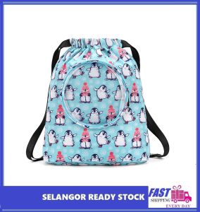 Swimming Girl n Boy Dry n Wet 2 in 1 Separation Large Capacity Hello Kitty Dry Wet Separation Wash Bag Beach Sport Drawstring bag