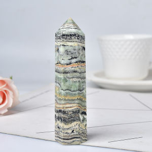 12cm Rock Crystal Fluorite Root Hexagonal Prism Original Stone Grinding Energy Column Healing Stone Decorative Accessories