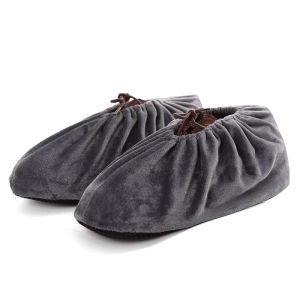 1 Pair Reusable Flannel Shoes Covers Indoor Non-slip Shoe Covers Solid Color Shoes Dust Proof Cover