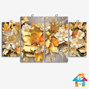 RUNABEE HIASAN DINDING DEKORATIF BUNGA EMAS POSTER HIASAN DINDING PAJANGAN KAYU MINIMALIS