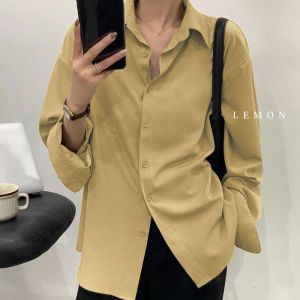 Women Long Sleeve Shirt Loose Retro Solid Color Shirts