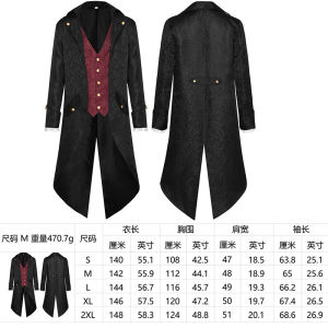 wish New European and American mens medieval retro clothing mens mid-length punk retro tailcoat in stock