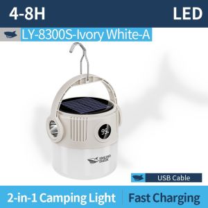 SMILING SHARK LY8300 LED Camping Light 3Mode Solar Energy Type-c Rechargeable Camping Lamp Waterproof Outside Camping Working Lighting