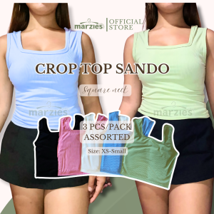 WOMENS CROP TOP SANDO SQUARE NECK ASSORTED 3 PCS