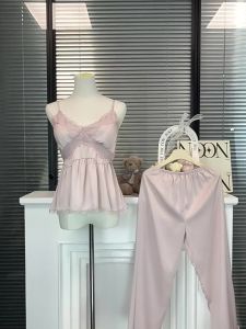 HT905 Bộ ngủ 3 món phối ren hách dáng kèm ĐỆM LÓTset đồ ngủ lụa tay loe sang chảnh HT905