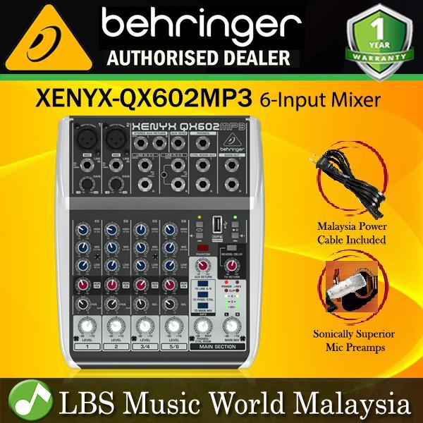 Behringer XENYX-QX602MP3 Premium 6 Input Portable Mixer with Mic