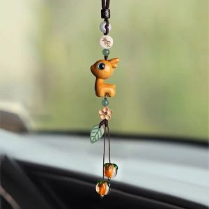 【Ship in 24H】创意平安檀木小鹿车载汽车挂件车内饰品挂饰事事如意后视镜吊坠
