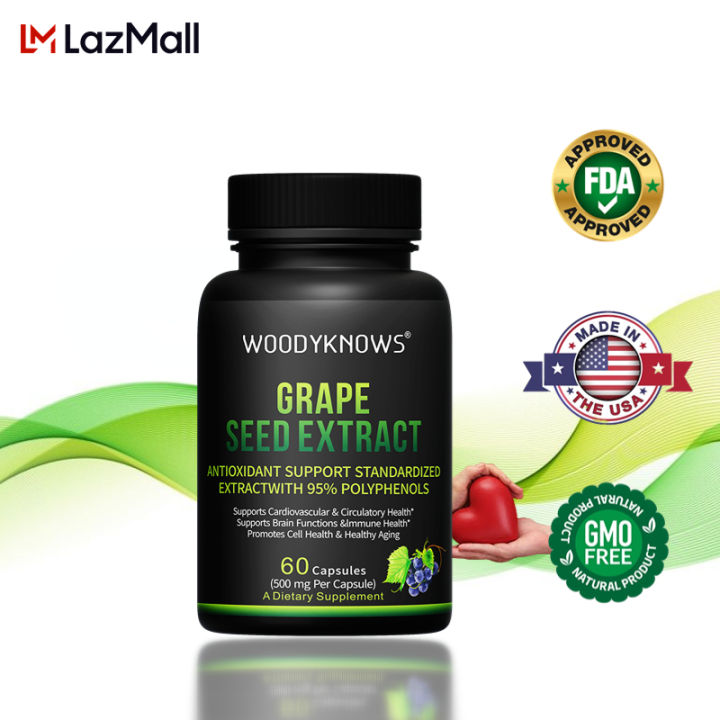 Grape Seed Extract 500 mg Strength, 95 Polyphenols (Proanthocyanidins