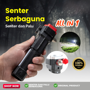 Senter LED Rechargeable Torch Palu 5 IN 1 Multifungsi Emergency Flashlight 4 Mode Nyala Tahan Lama