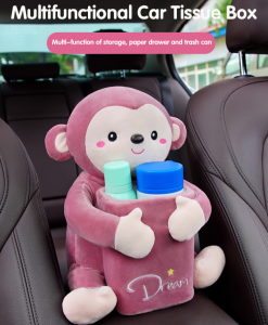 Car Tissue Trash Can 2in1 Car Tissue Box Cute Decorative Car Goodies 2in1 Car Tissue Trash Can