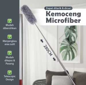 Kemoceng Teleskopik 280cm Bulu Microfiber Alat Pembersih Debu Lipat