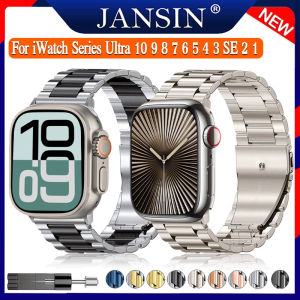 Dây đeo kim loại cho Apple Watch Ultra 2 1 49mm Dây đeo tay đồng hồ thông minh bằng thép không gỉ cho iWatch Series 10 9 8 7 6 5 4 SE 2 1 46mm 45mm 41mm 42mm 38mm