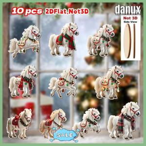 danux 10 20 30ชิ้น2D ม้าขาวหรูหราจี้ตกแต่งต้นคริสต์มาสตกแต่งงานเลี้ยงคริสต์มาสของขวัญที่ดีที่สุดให้