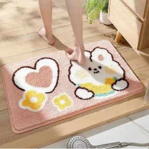 Nhanh chóng làm khô Thảm phòng tắm máy có thể giặt sàn phòng tắm Mat thiết kế dễ thương chống trượt phim hoạt hình sàn Mat Fluffy sang trọng Thảm dày mềm thấm nước Thảm phòng tắm