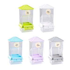 Bird Feeding Station Transparent Bird Feeder Dispenser for Parakeets and Small Parrots with Easy Refills Top Lid