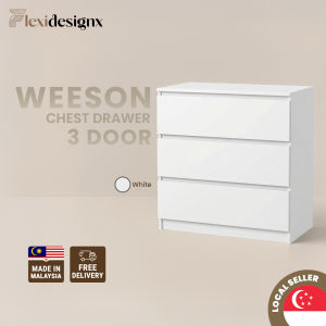 Flexidesignx Chest Drawer 3/4 Tier Storage Cabinet White with Lock Option – WEESON
