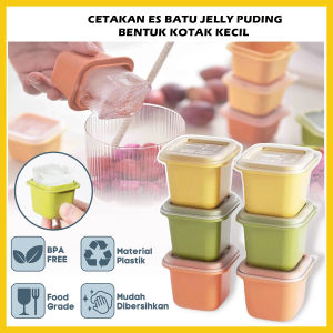 Cetakan Es Batu Bentuk Kotak Kecil Dengan Tutup / Alat Pencetak Puding Agar-Agar Jelly Cokelat Yogurt Anti Pecah / Mini Ice Cube Mold Single Square Food Grade / Wadah Tempat Cetak Unik Lucu - GP Mall
