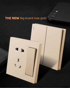 Rose Gold 86 Type Household Switch Set  1/2/3/4 Gang 1/2 Way Socket Transparent Waterproof Switch Cover