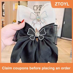 【ZTOYL】 Korean Style Sweet Fashion Girls Princess Hair Clip Rhinestone Big Bow Hairpin For Women Headwear Spring Clip Hair Accessories