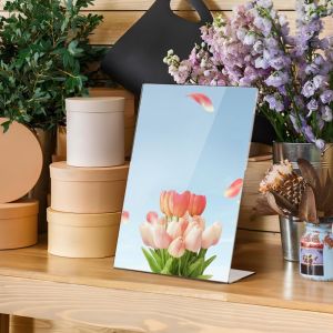 ป้ายอะคริลิค ตั้งโต๊ะ PVC ทรงL ขนาด A4 แนวตั้ง แนวนอน แบบใส สองชั้น แบบช่องเสียบการ์ด L-Shaped