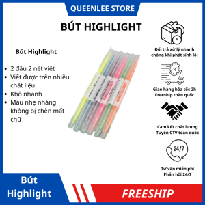 Bút Highlight 2 Đầu Đánh dấu Nhớ Dòng Bút Dạ Quang Queen Lee Store