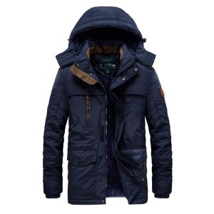 Mens Multi-pocket Winter Jacket Fleece Outdoor Bomber Coat Hooded Windbreaker Military Thick Warm Outerwear 6XL
