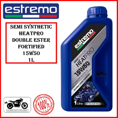 [100% ORIGINAL !!!] ESTREMO HEATPRO SEMI SYNTHETIC DOUBLE ESTER FORTIFIED 4-STROKE MOTOR OIL 15W50 15W-50 (1L)