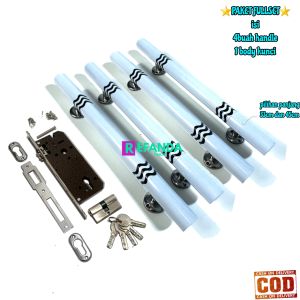 4buah gagang pegangan handle pintu rumah dan set lock rumah body kunci untuk pintu depan model kupu tarung daun pintu 2