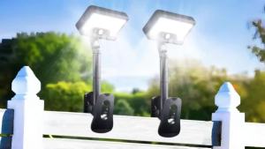 {READY STOCK}[Ultra-bright] Solar Clip-On Wall Sconce 1pc Or 2pcs Available 98LED IP65 1600LM Outdoor Solar Light Easy Clip-On Installation 3 Modes Solar Lights for Chain Link Fence Yard Garage Fence And Patio