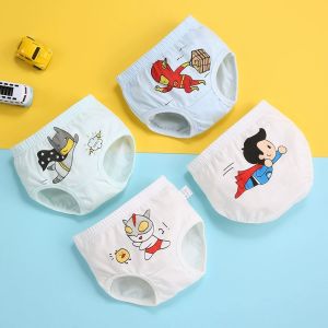 KUCHAR 4PCS 100% Cotton Triangle Underwear for Boys Cartoon Spiderman Captain America Printed Children Panties