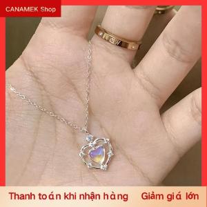 CS Moonstone Neon Hollow Tim Dây Chuyền Phụ Nữ Ánh Sáng Sang Trọng Cao Cấp Thiết Kế Cảm Giác Tính Khí Đơn Giản Vòng Cổ Đảng Trang Sức Quà Tặng