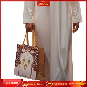 [Chinatera Malll] 16 Pcs Ramadan Gift Bags Ramadan Mubarak Party Bags for Islamic Muslim Kareem Party Supplies Favors
