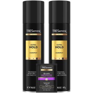TRESemmé Hairspray Extra Hold 2-Pack Moisturizing Hair Spray 24H Frizz Control + Keratin Repair Mask (3 Piece Set)