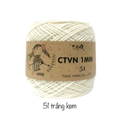 Len Sợi Cotton Việt Nam 1mm nhãn THHX(100g-Bảng màu 1) có temmác dùng để móc áomóc túimóc mũ