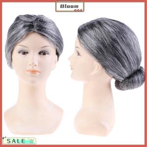 Follow Get New[Bloom Z] QR Old Lady Grandma Granny Grey Wig Bun Hair Grand Mother Fancy Dress Costume