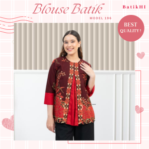 Blouse Batik Baju Batik Kerja Atasan Batik Wanita Lengan Panjang Motif 196