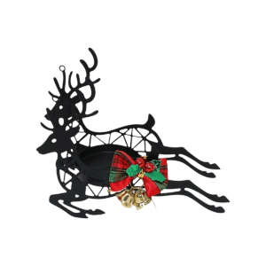 RUMI Deer Elk Christmas Candle Holder Snowflake Bell Candlestick Home Decor Hollowed-out Xmas Desk Decoration Dining Table