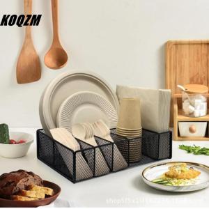 KOQZM 6 Grid Storage Rack Hollow Metal Paper Plate Holder Multifunctional Tableware And Kitchenware Storage Rack For Kitchen Bathroom