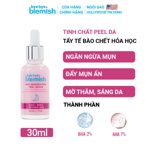 Tinh chất Peel da AHA + BHA tái tạo mờ thâm làm mịn da Bye Bye Blemish Skin Resurfacing Peel Serum 30ml