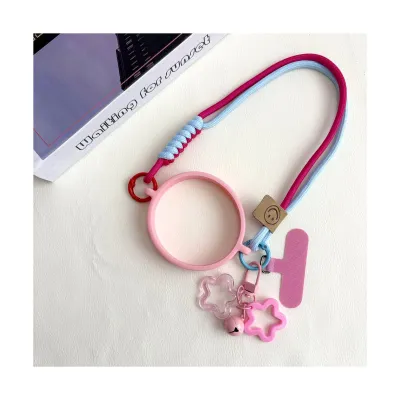 Color Block Woven Hanging Rope Star Bell Coffee Cup Strap Thermal Insulated Water Bottle Handle Rope Silicone Material Casual...
